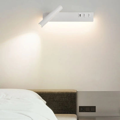 Applique murale avec liseuse LED, interrupteur et chargeur USB intégré