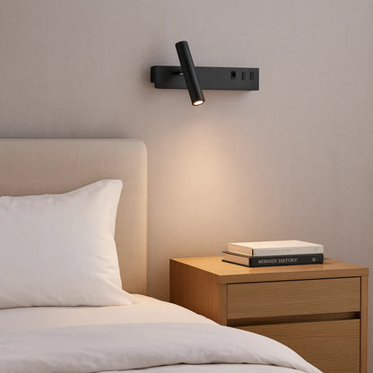 Applique murale avec liseuse LED, interrupteur et chargeur USB intégré