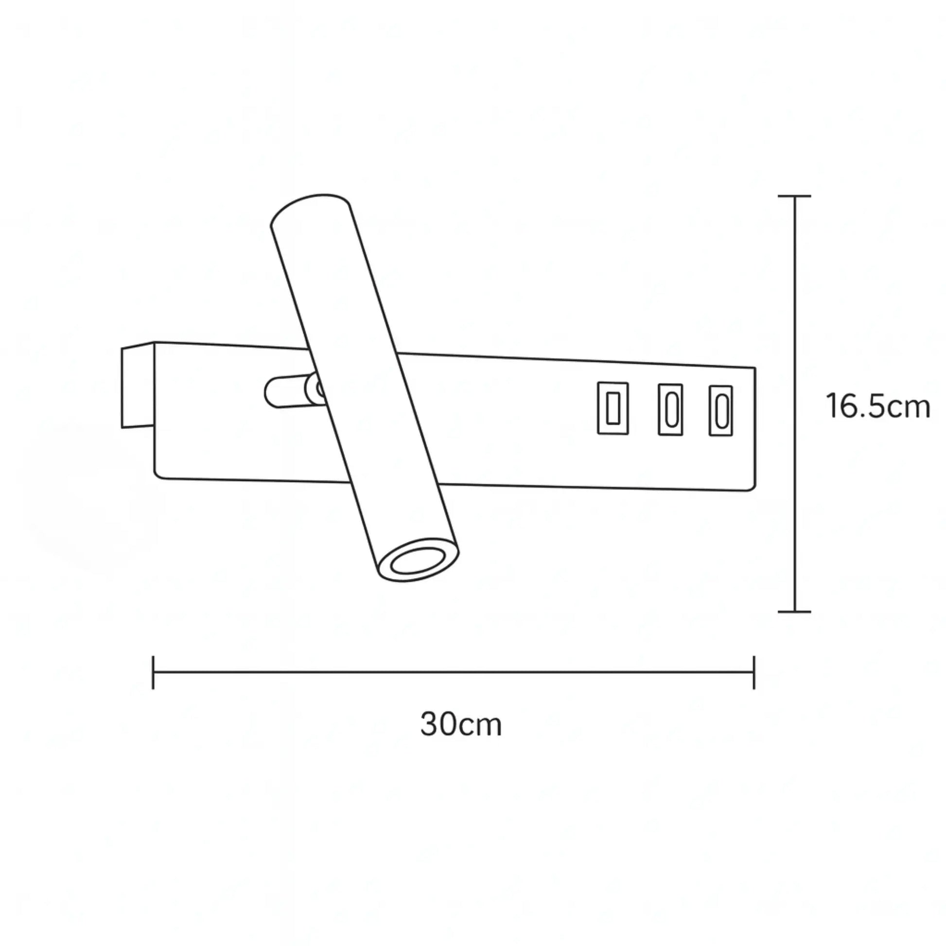 Applique murale avec liseuse LED, interrupteur et chargeur USB intégré