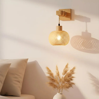 Applique murale en rotin naturel – Style bohème et scandinave