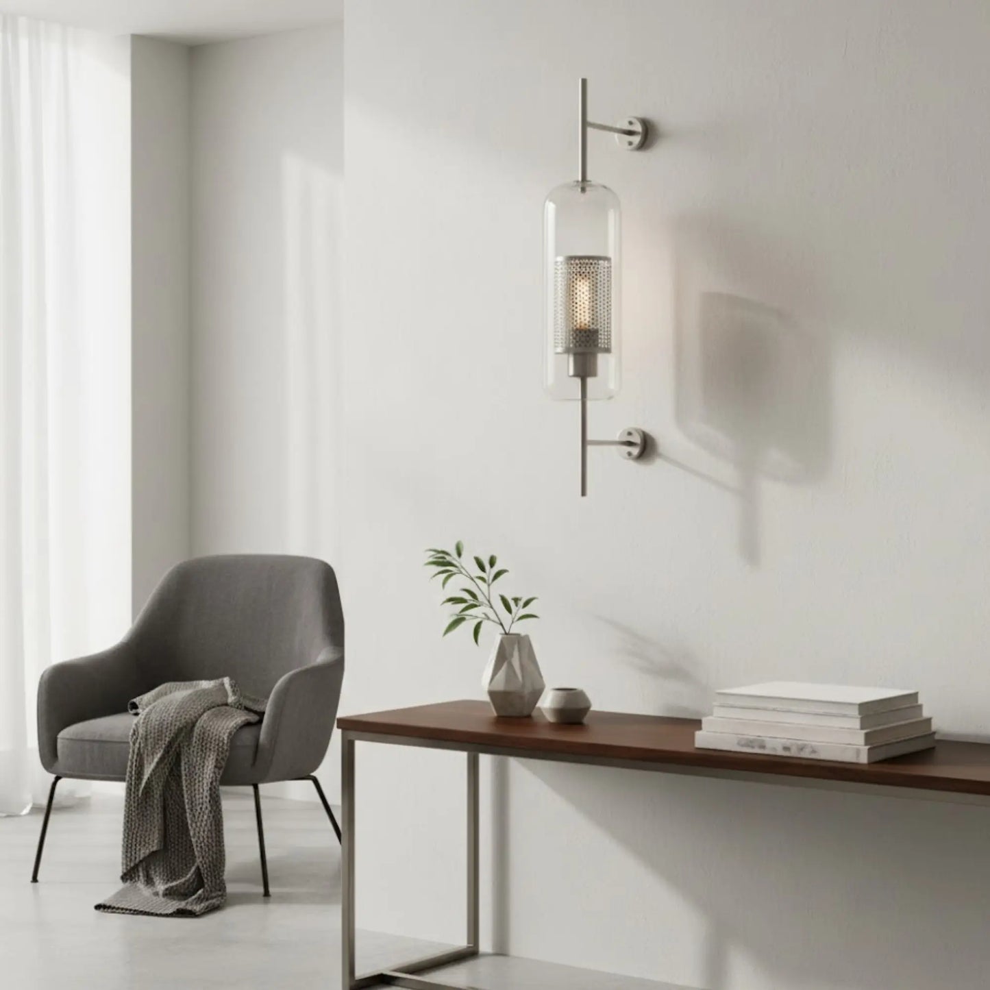 Applique murale moderne en verre – design tube vertical ajouré