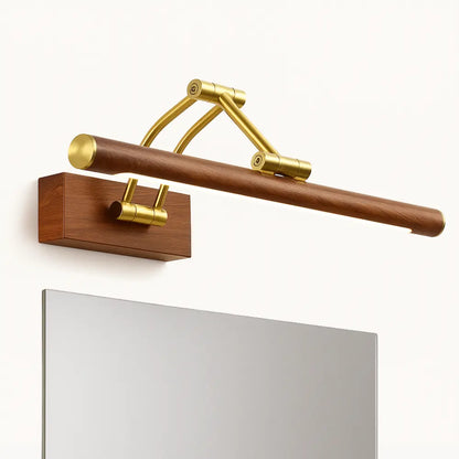 Applique murale salle de bain design bois doré – Lampe LED miroir moderne