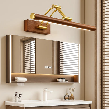 Applique murale salle de bain design bois doré – Lampe LED miroir moderne