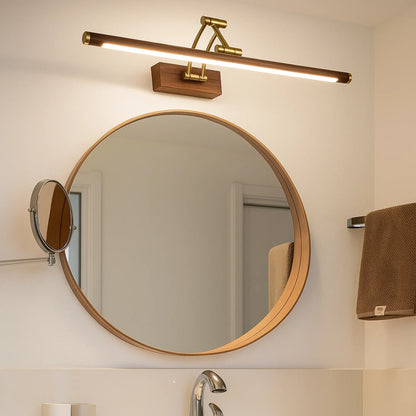 Applique murale salle de bain design bois doré – Lampe LED miroir moderne