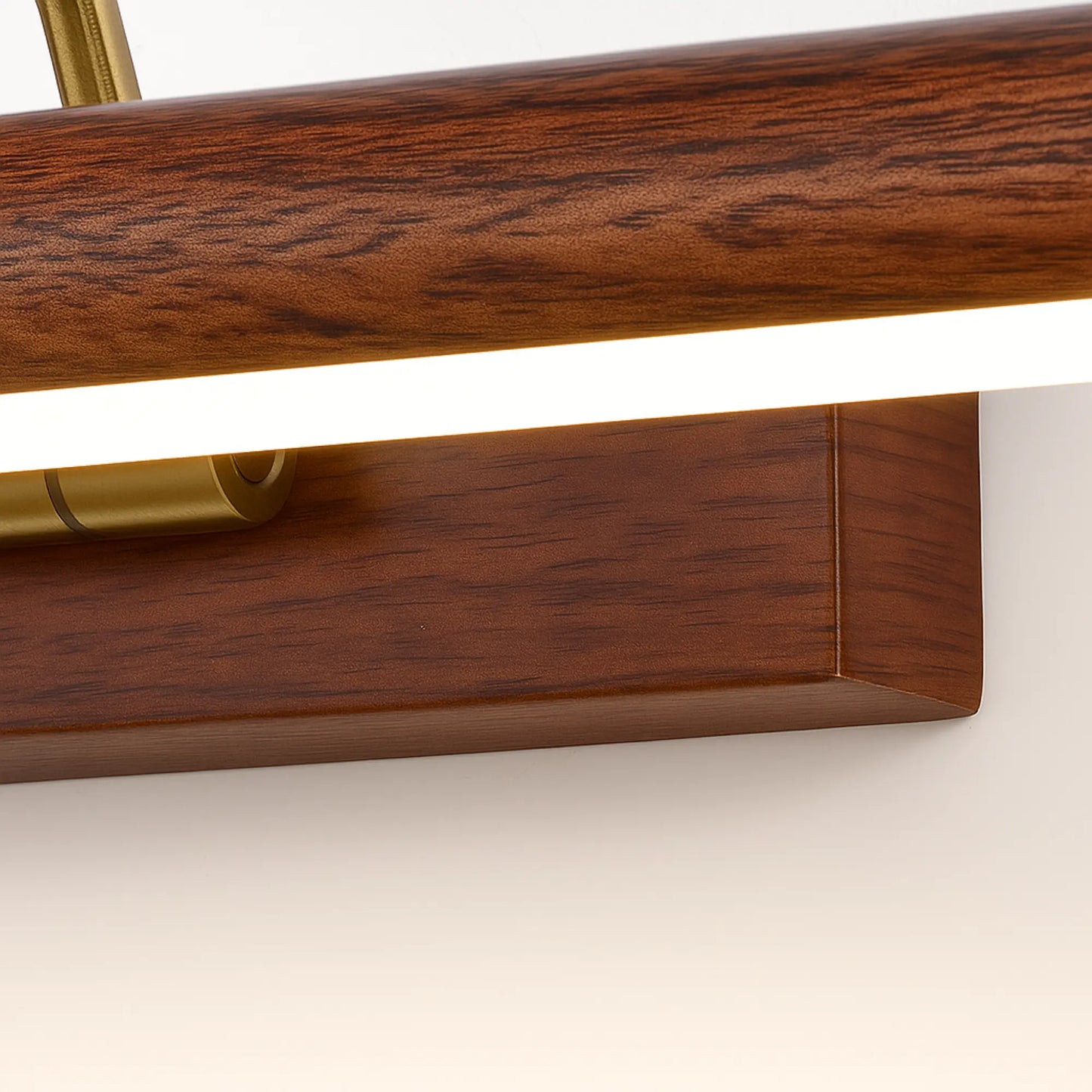 Applique murale salle de bain design bois doré – Lampe LED miroir moderne