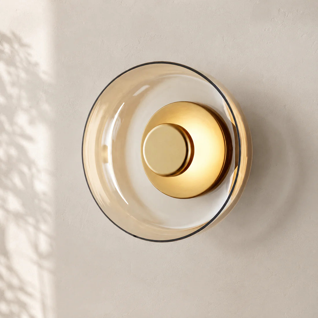 Applique murale LED moderne en verre – Design rond doré pour chambre, salon ou hôtel