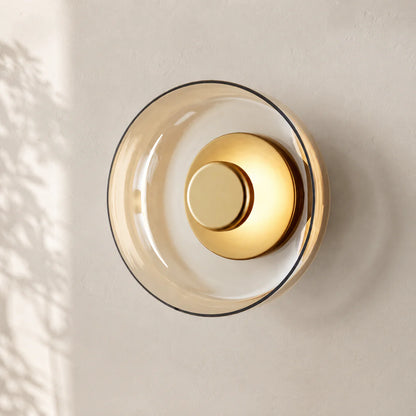Applique murale LED moderne en verre – Design rond doré pour chambre, salon ou hôtel