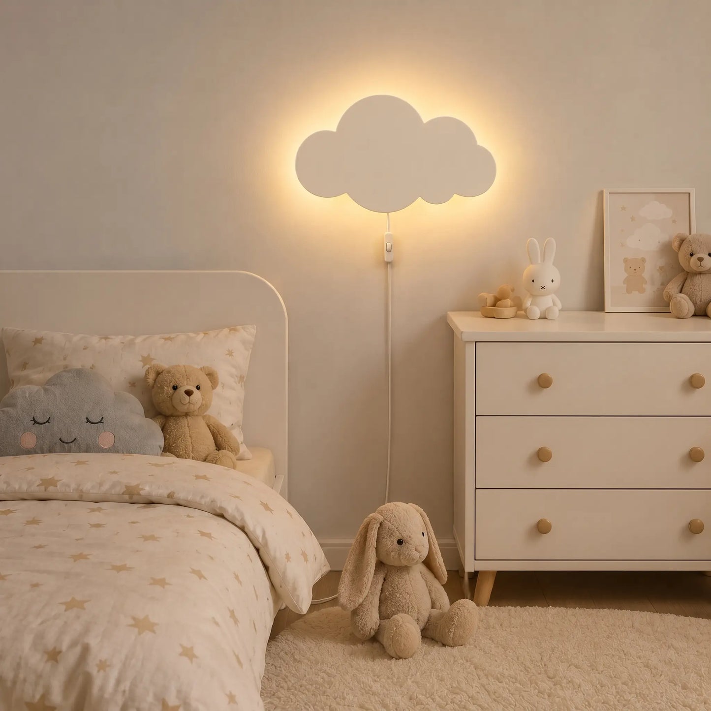 Applique murale LED nuage – lumière douce pour chambre enfant, avec prise