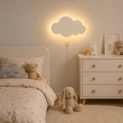 Applique murale LED nuage – lumière douce pour chambre enfant, avec prise