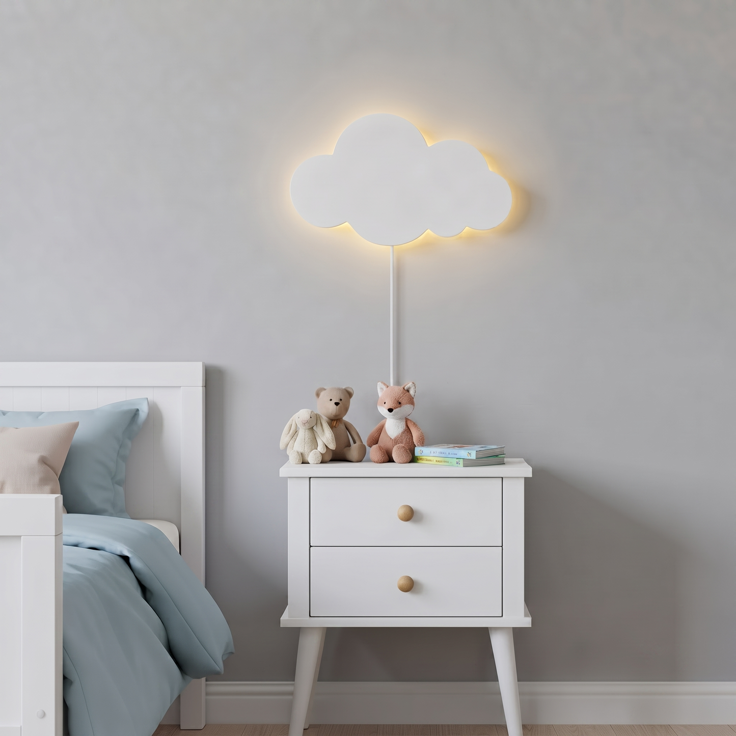 Applique murale LED nuage – lumière douce pour chambre enfant, avec prise