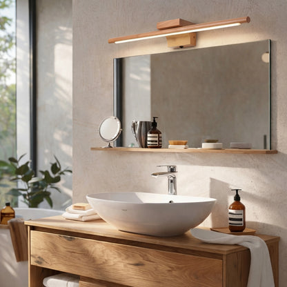 Applique murale salle de bain LED en bois – Pour miroir, style scandinave épuré