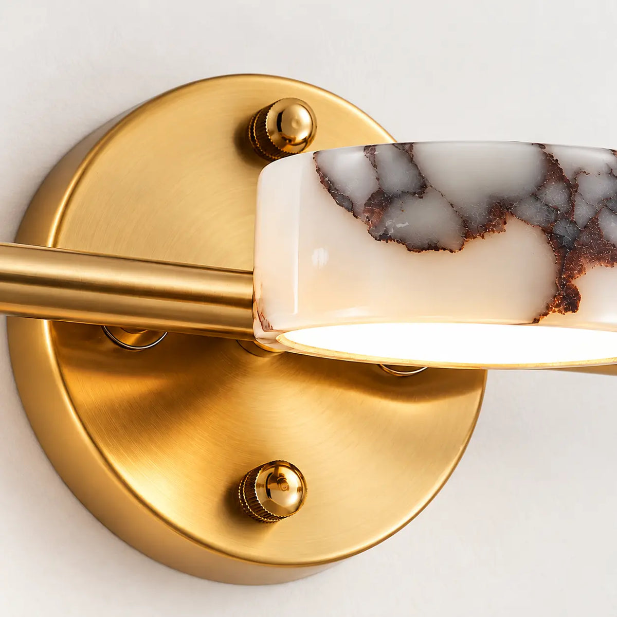 Applique murale salle de bain LED en marbre naturel doré – 3 lumières