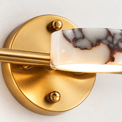 Applique murale salle de bain LED en marbre naturel doré – 3 lumières