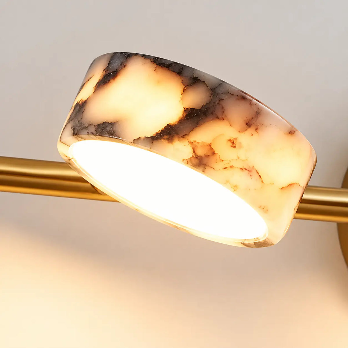 Applique murale salle de bain LED en marbre naturel doré – 3 lumières