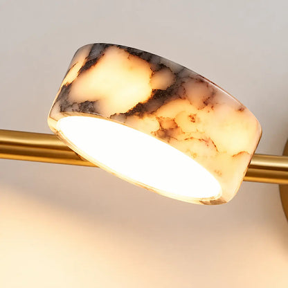 Applique murale salle de bain LED en marbre naturel doré – 3 lumières