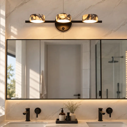 Applique murale salle de bain LED noire en marbre naturel – 3 lumières