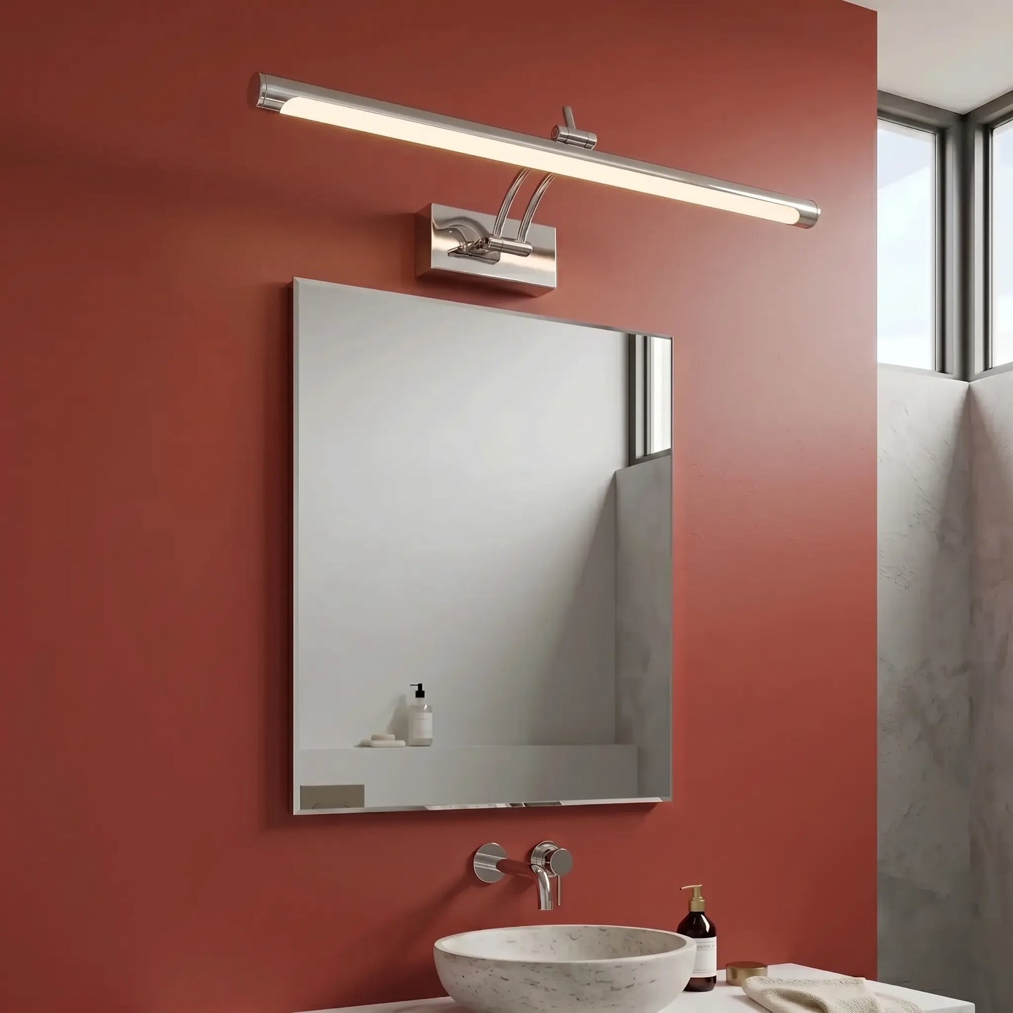 Applique murale salle de bain LED rectangulaire – finition argent, chromée, dorée, noire