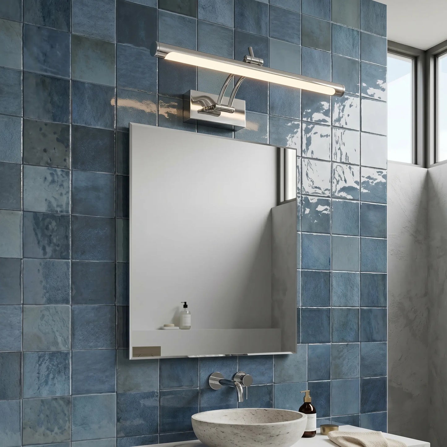 Applique murale salle de bain LED rectangulaire – finition argent, chromée, dorée, noire