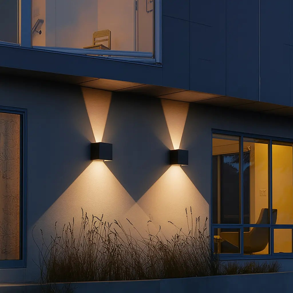 Applique murale extérieure LED design noir – Étanche IP65 lumière haut bas