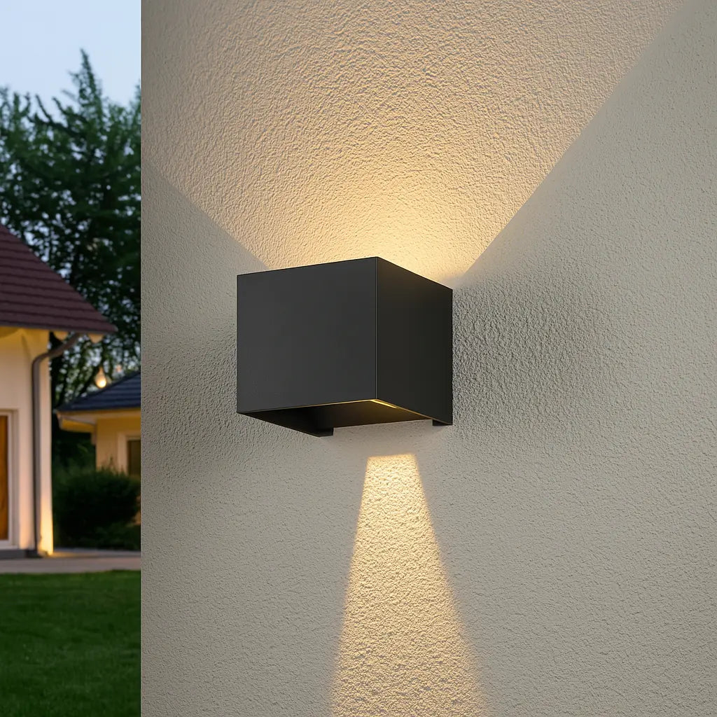 Applique murale extérieure LED design noir – Étanche IP65 lumière haut bas