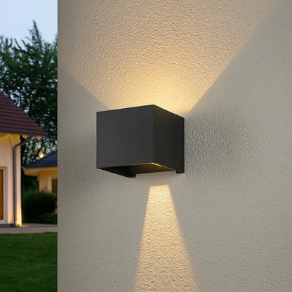 Applique murale extérieure LED design noir – Étanche IP65 lumière haut bas