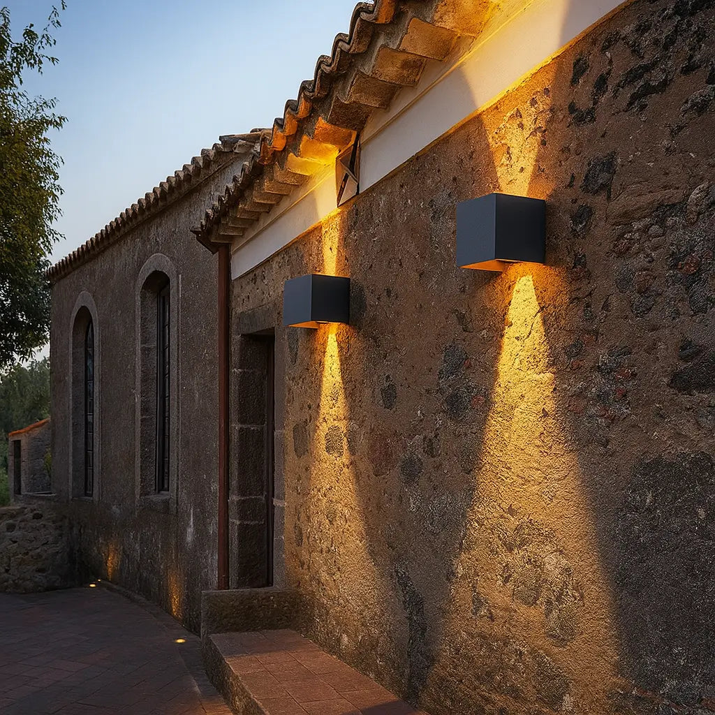 Applique murale extérieure LED design noir – Étanche IP65 lumière haut bas