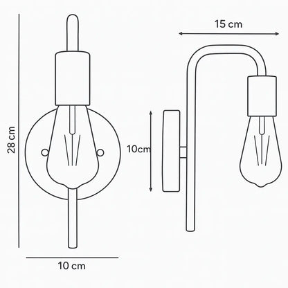 Applique Murale Métal Minimaliste – Miroir, Couloir ou Chambre – E27 Ampoule LED/Edison