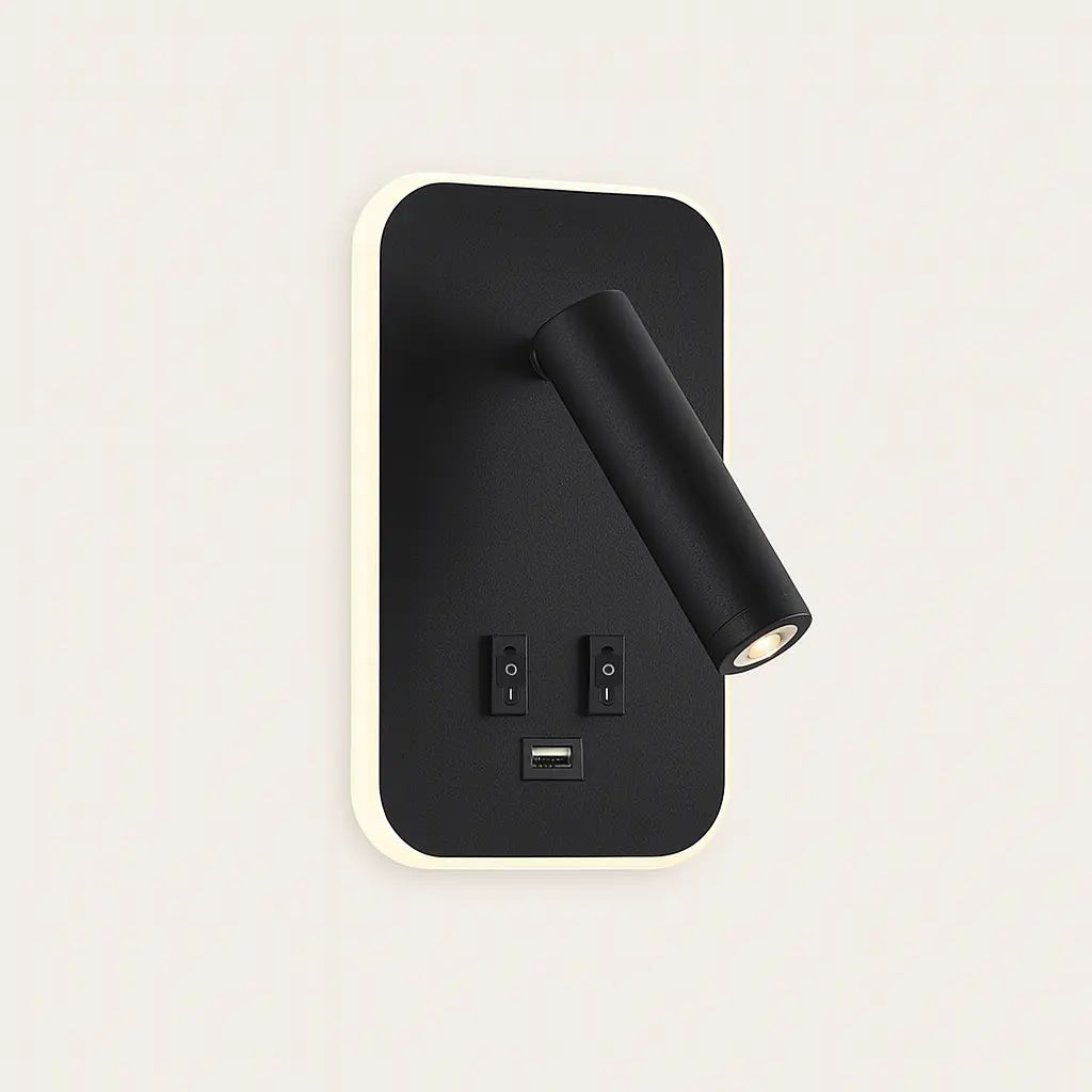 Applique murale avec liseuse LED orientable et port USB – Design moderne pour tête de lit
