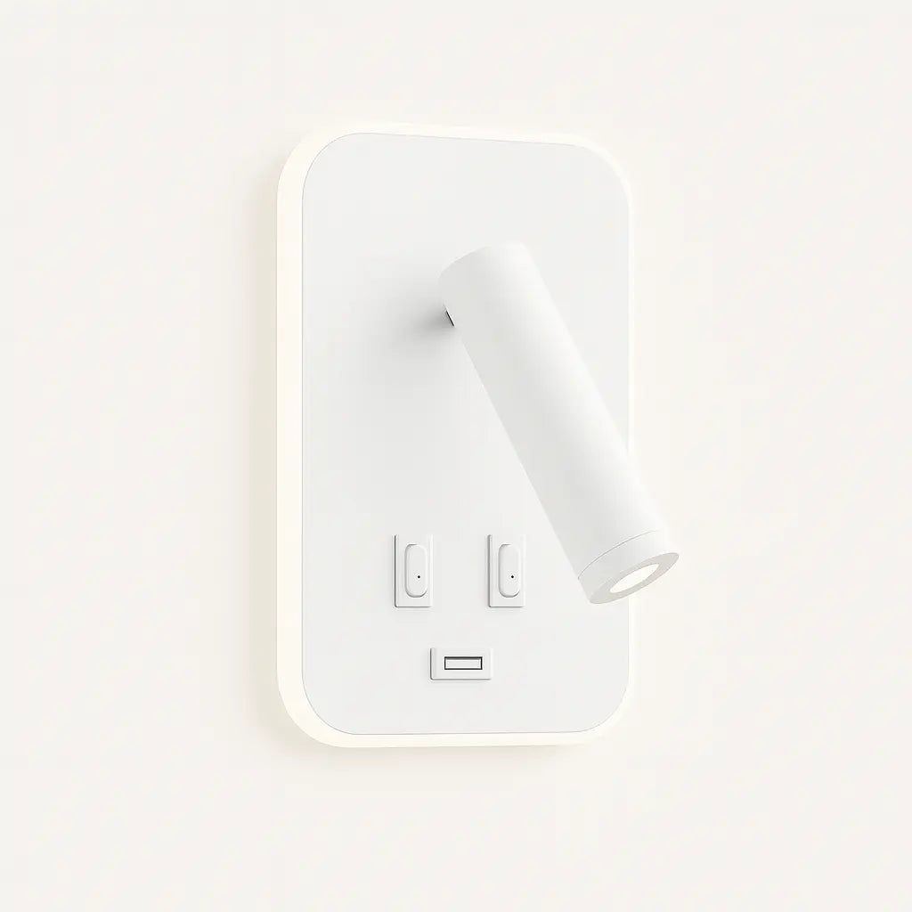 Applique murale avec liseuse LED orientable et port USB – Design moderne pour tête de lit