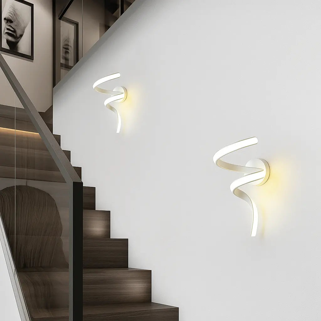 Applique murale LED design spirale – Moderne pour salon, chambre ou couloir