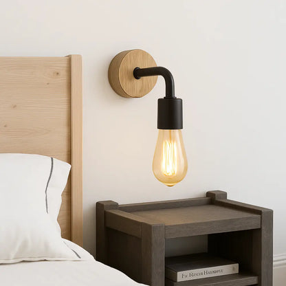 Applique murale design en bois & métal noir