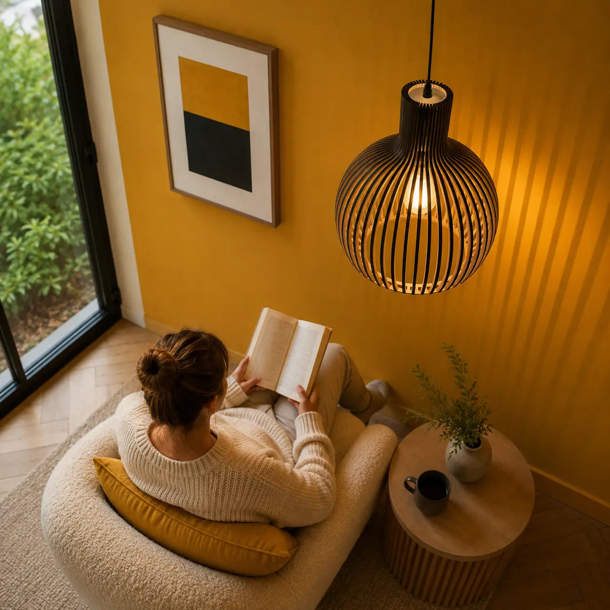 Suspension Bois à Lattes Design Scandinave Ajourée