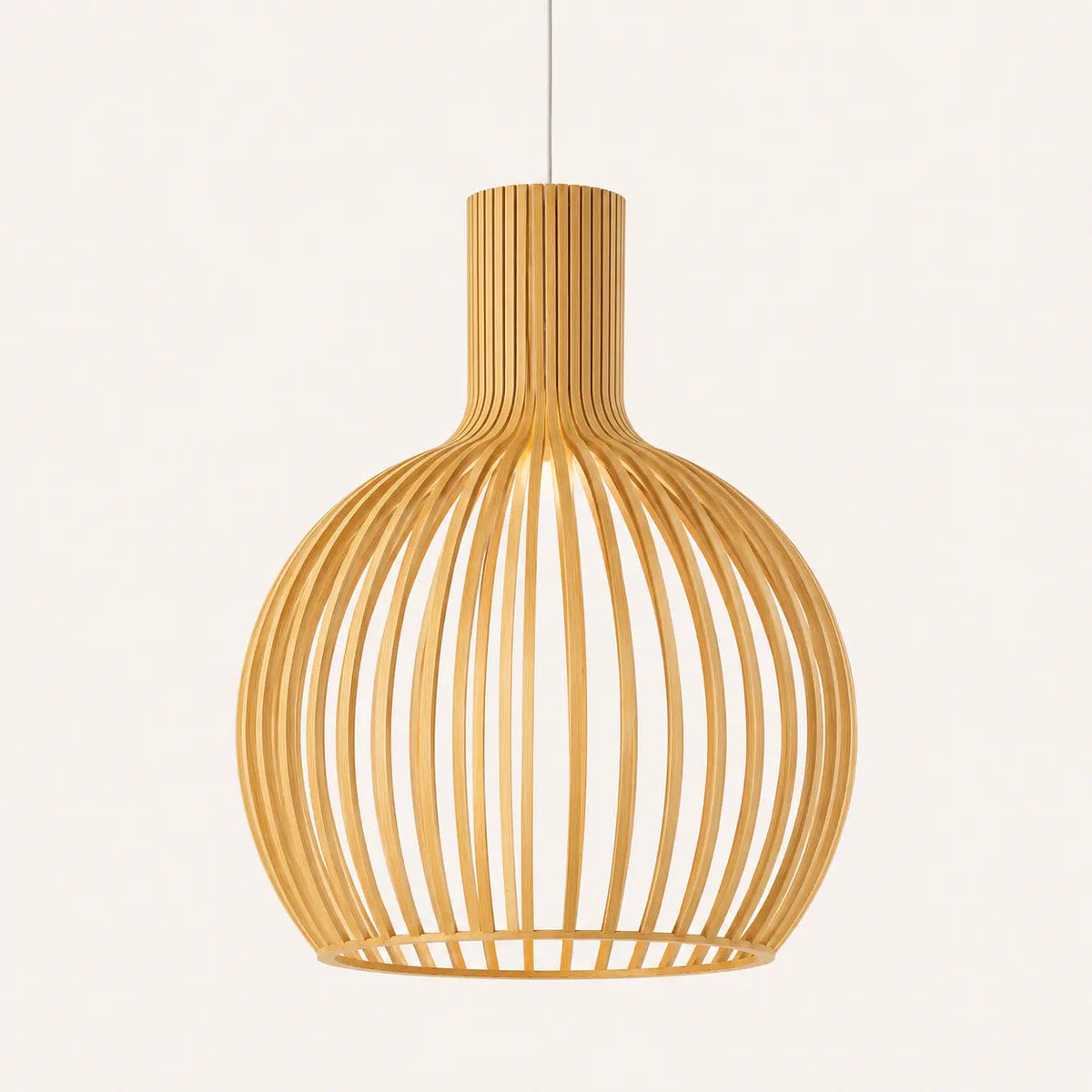 Suspension Bois à Lattes Design Scandinave Ajourée