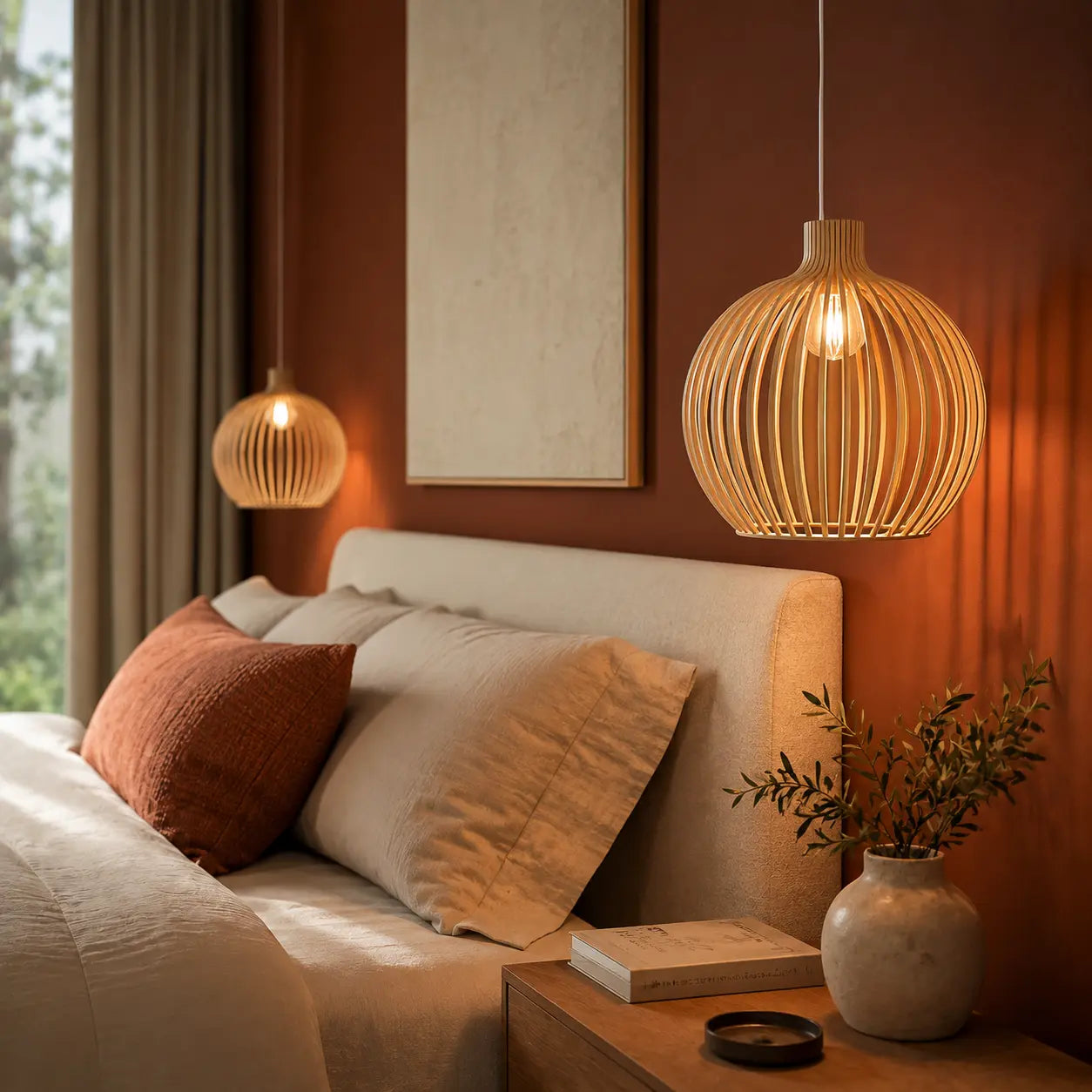 Suspension Bois à Lattes Design Scandinave Ajourée