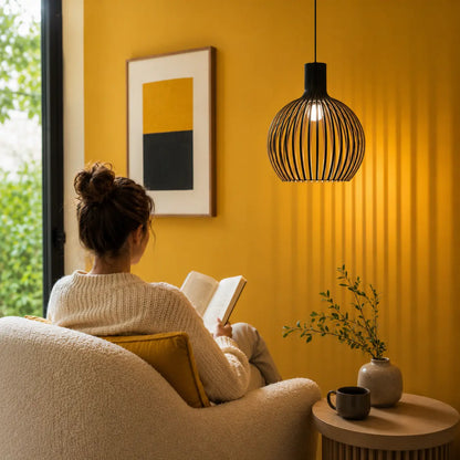 Suspension Bois à Lattes Design Scandinave Ajourée