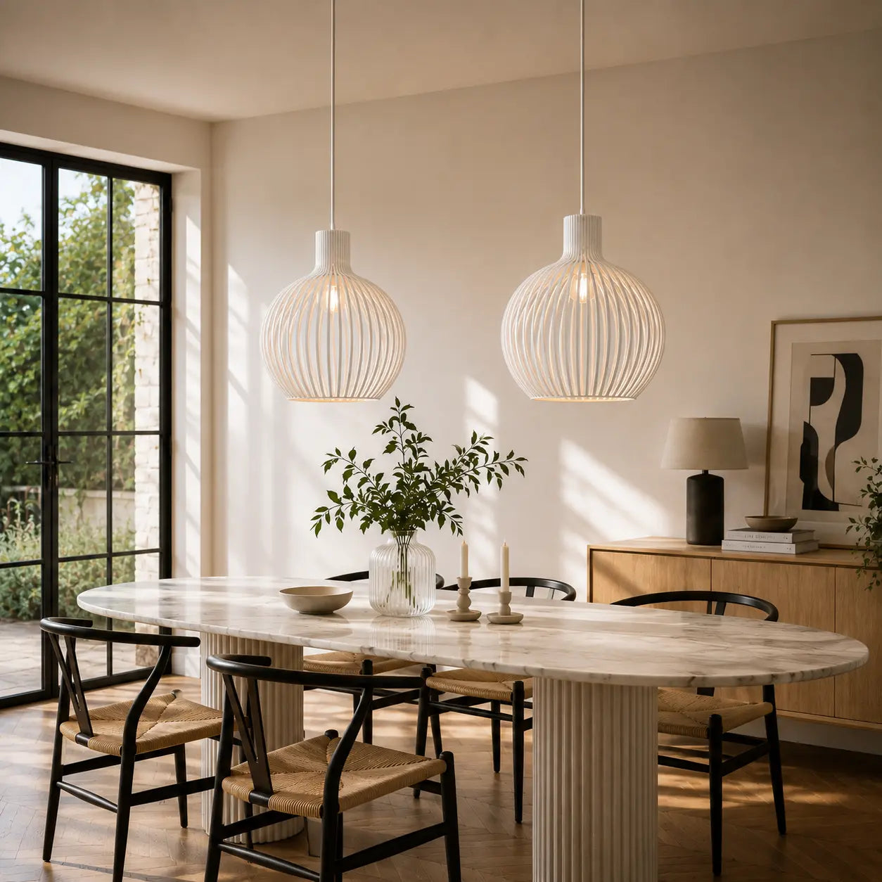 Suspension Bois à Lattes Design Scandinave Ajourée