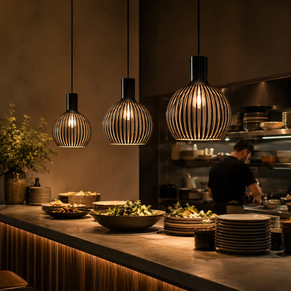 Suspension Bois à Lattes Design Scandinave Ajourée