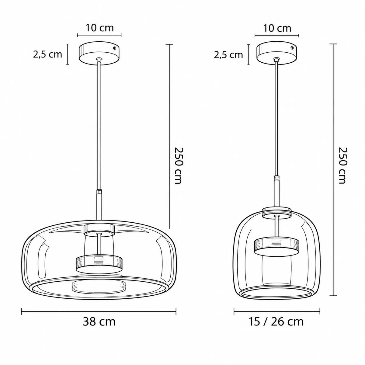 Suspension Capsule Verre Miroir Fumé Métal Design