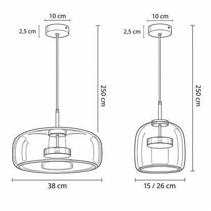 Suspension Capsule Verre Miroir Fumé Métal Design