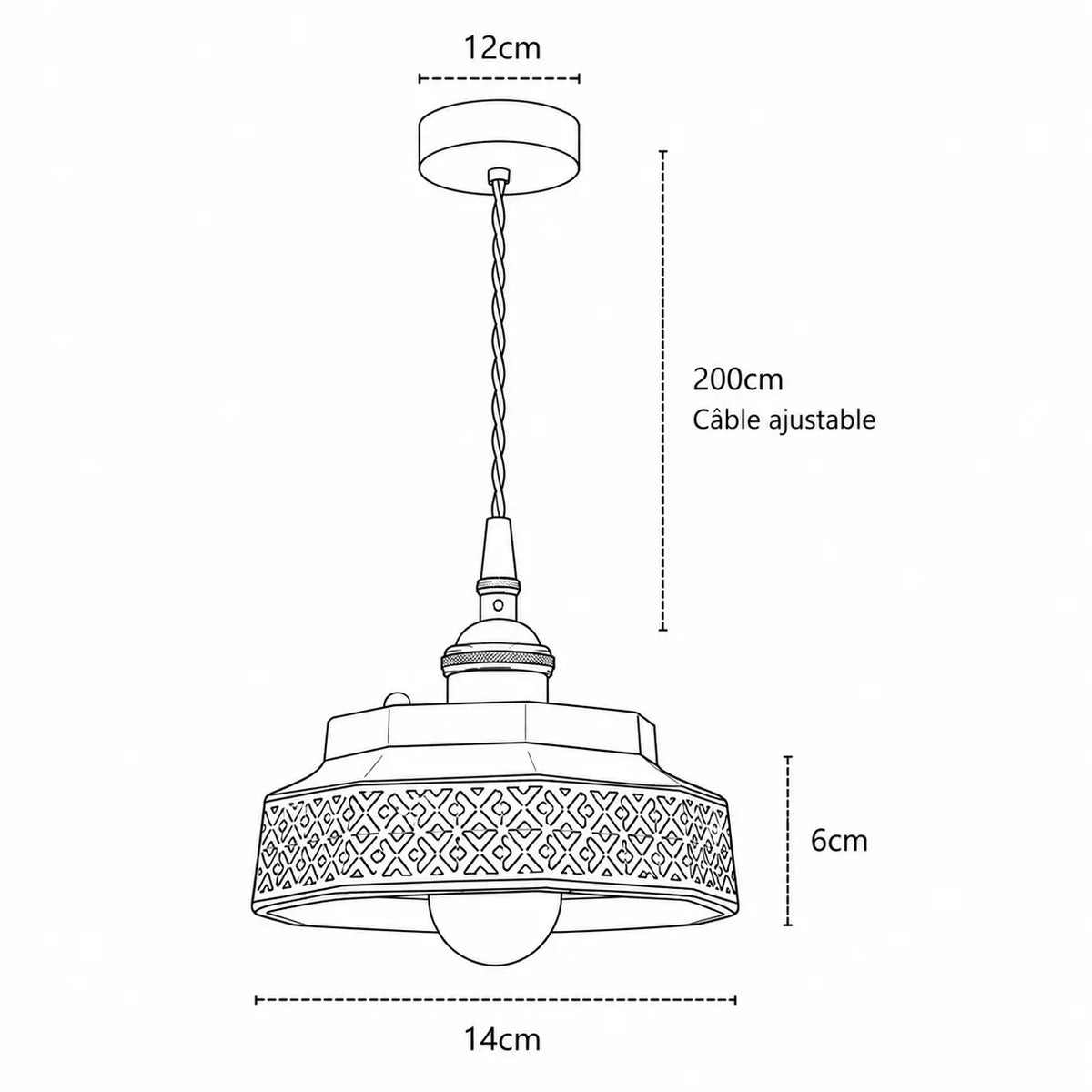 Suspension Céramique Émaillée Peinte Main Design Rétro Laiton