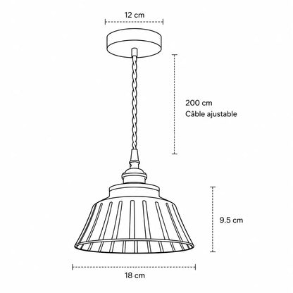 Suspension Design Rétro Céramique Motif Artisanal Peint Main Laiton