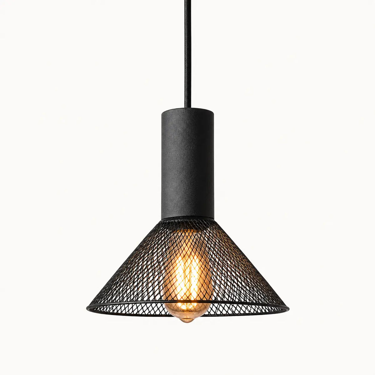 Suspension Industrielle Noire en Métal – Luminaire Vintage E27