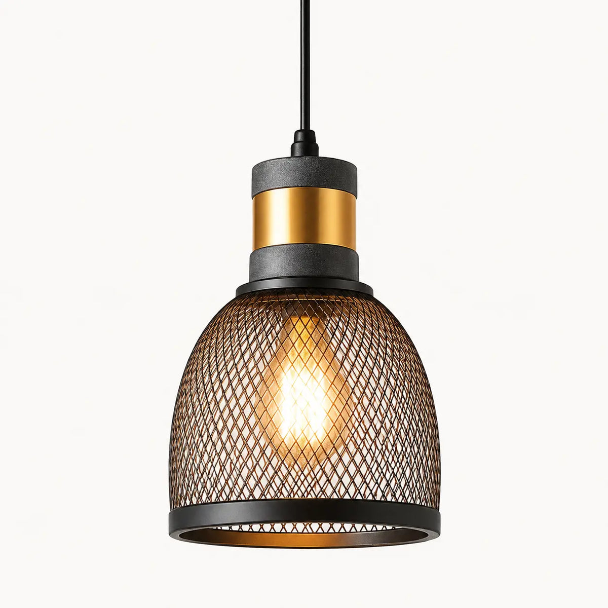 Suspension Industrielle Noire en Métal – Luminaire Vintage E27