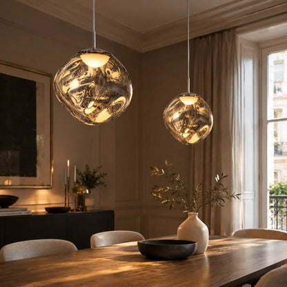 Suspension LED Design Effet Verre Fondu & Miroir