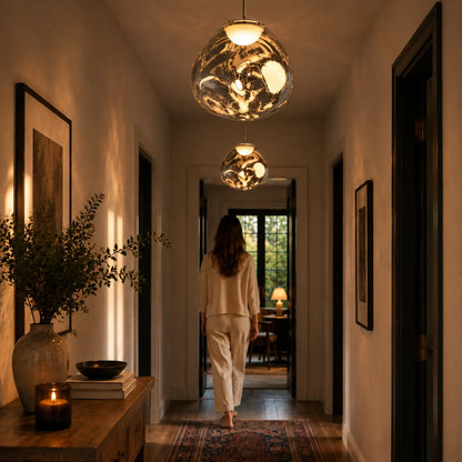 Suspension LED Design Effet Verre Fondu & Miroir