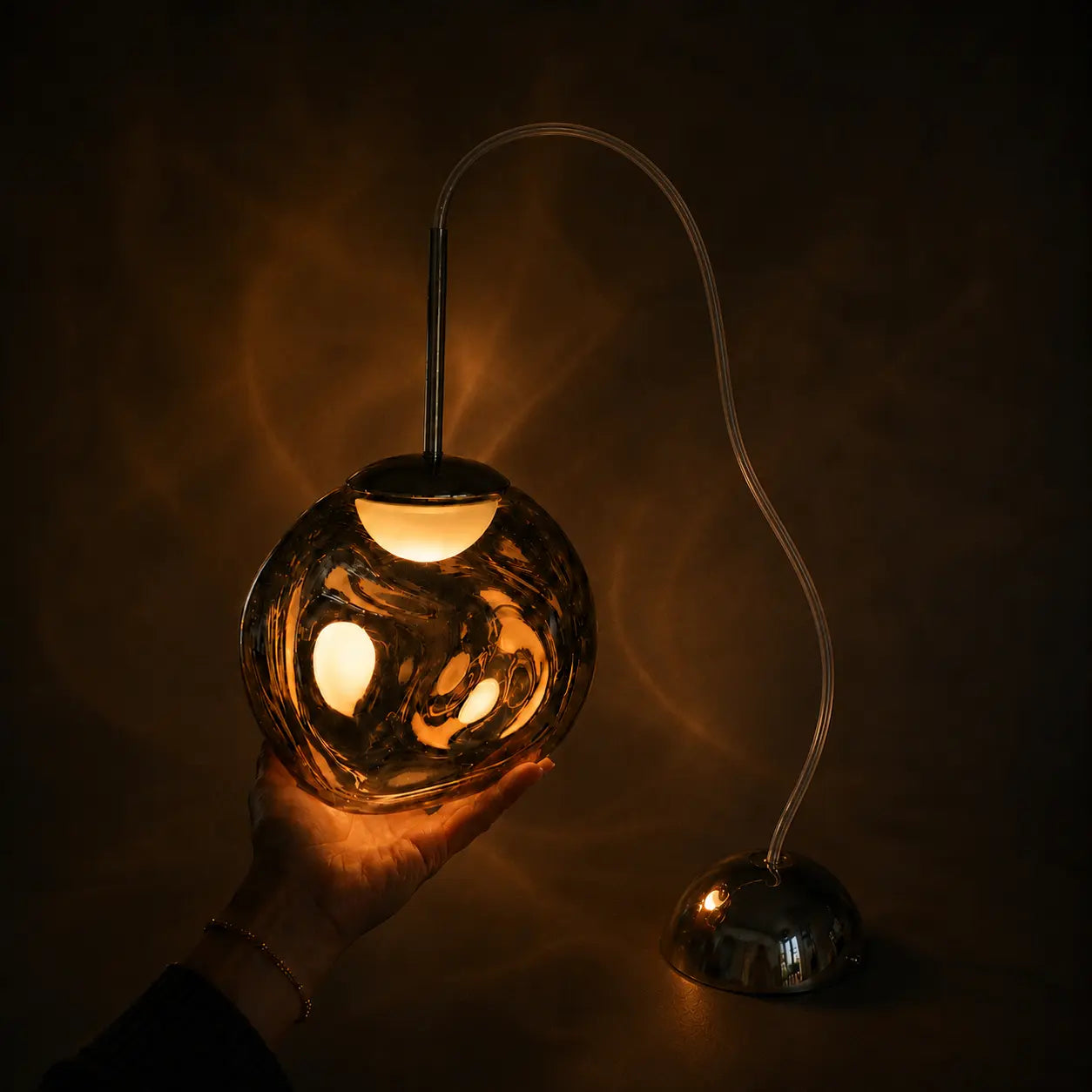 Suspension LED Design Effet Verre Fondu & Miroir