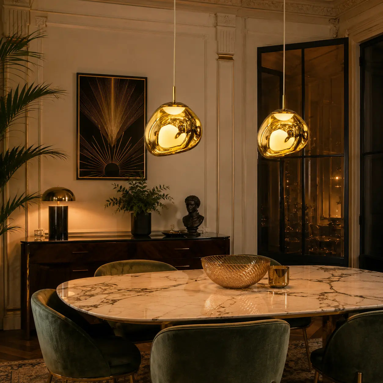 Suspension LED Design Effet Verre Fondu & Miroir
