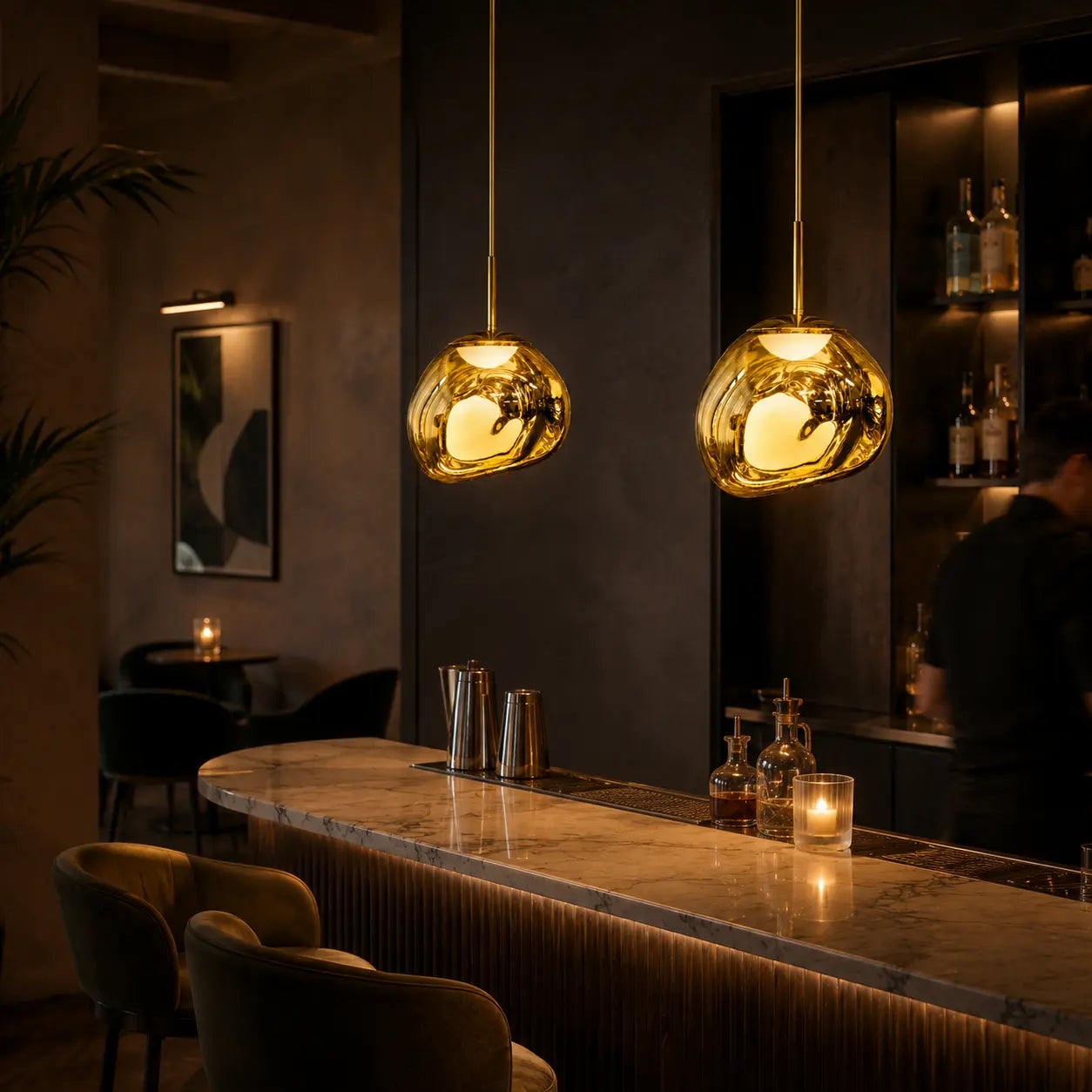 Suspension LED Design Effet Verre Fondu & Miroir