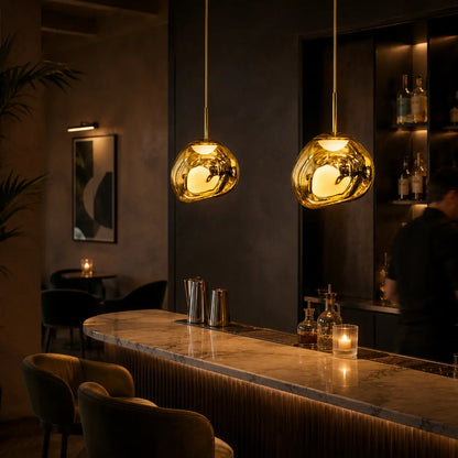 Suspension LED Design Effet Verre Fondu & Miroir