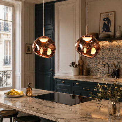 Suspension LED Design Effet Verre Fondu & Miroir